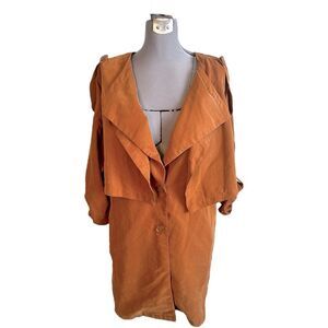 Silence & Noise Drapey Trench Coat Rust Orange Vintage Style Size Medium